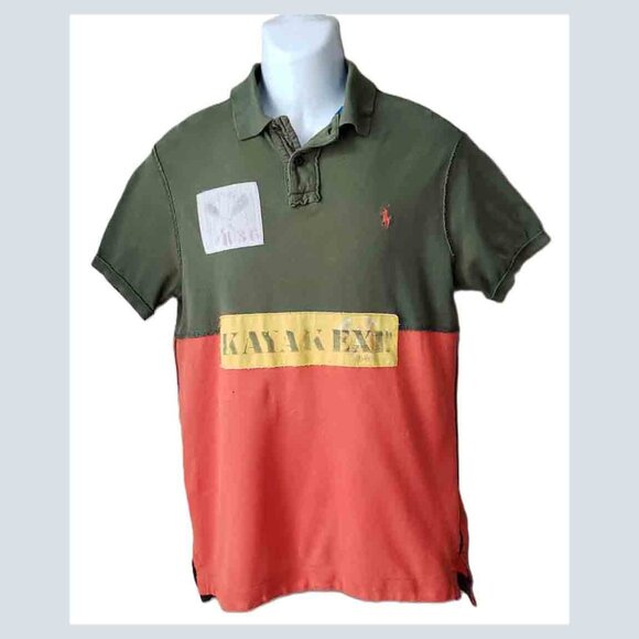 VTG Polo Ralph Lauren Kayak Expedition Class KI Polo Shirt ONE HOLE Size Slim M - Picture 1 of 3